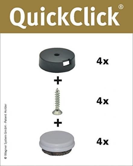 QuickClick2en1 Patins De Feutre Laine & Plastique Lot De 4 Patins à