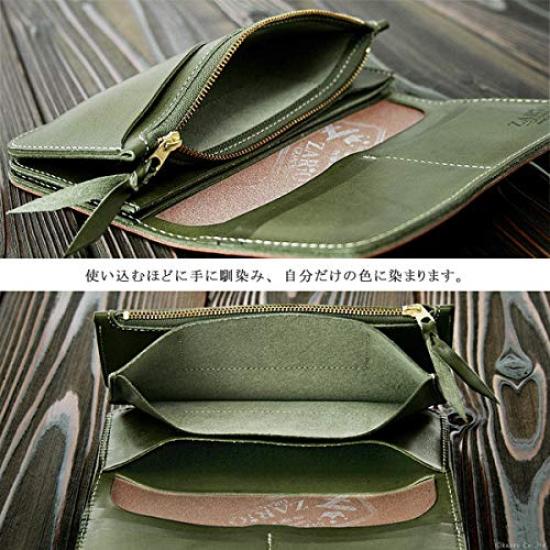Zario Grande Men's Long Wallet, Genuine Tochigi Leather, Double Stitched, Made In Japan [ZAG-0016] (Navy X Red)