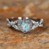 Boho Female White Fire Opal Stone Engagement Ring Vintage Silver Color Summer Wedding Jewelry For Women