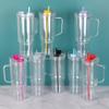 Transparent PS Plastic Tumbler With Flat Lid Dual-Straw Design 40oz Portable Cold Drink Cup Juice Water