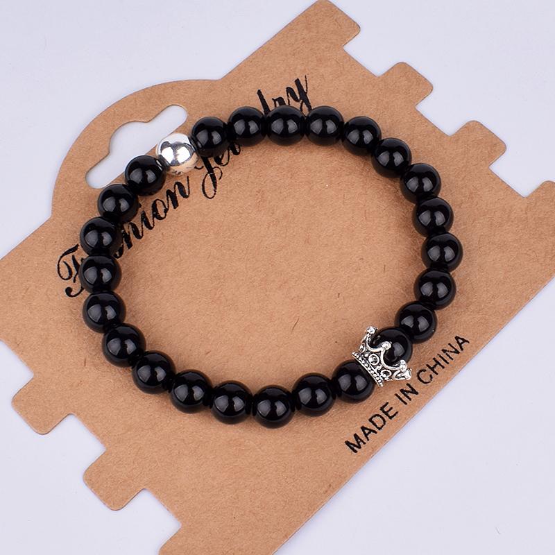 2pcs Charm Paired Bracelets Men Sets Crown Women's Bracelets Natural Stone Beads Wristband Couple Bracelet Gifts Friends Jewelry