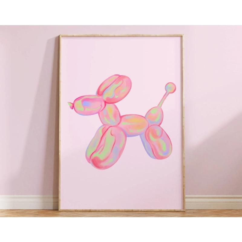 

Современное Модное Настенное Искусство Розовый Голубой Милый Стиль Холст Живопись Милая Улыбка Воздушный Шарик Щенок Вишня Мармеладные Мишки Принт Домашний Декор 21cm×30cm NoFrame