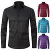 Men's Business Casual Long-Sleeved Shirt with Four-Sided Stretch and Anti-Wrinkle Fabric