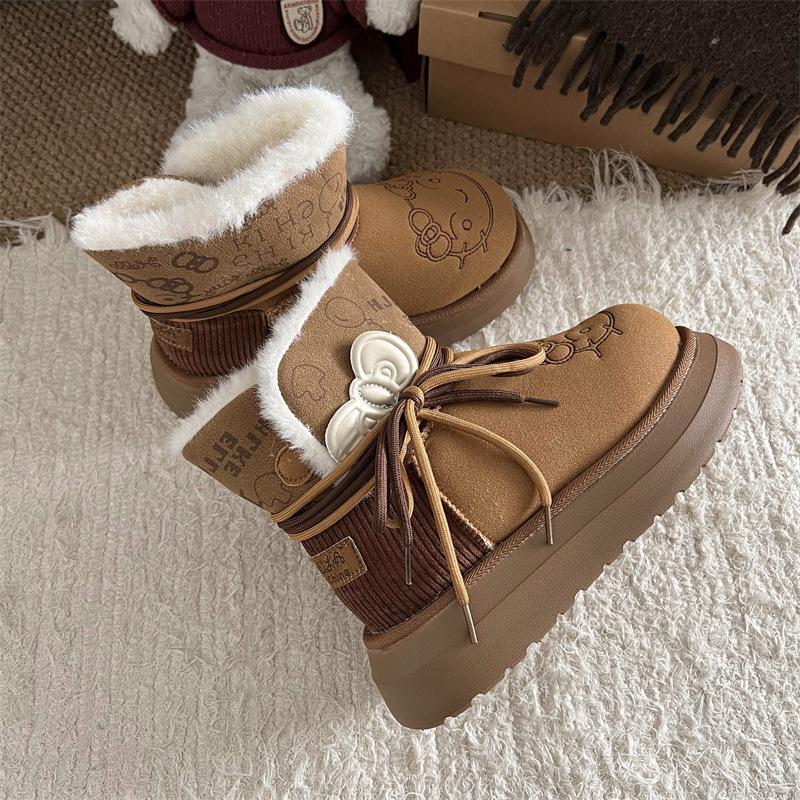 

Северо-восточная корейская версия толстой подошвы, бархатные термокороткие зимние ботинки для женщин, 2025, зимняя носка, нескользящие, северо-восточные холодостойкие хлопковые ботинки 40 коричневый