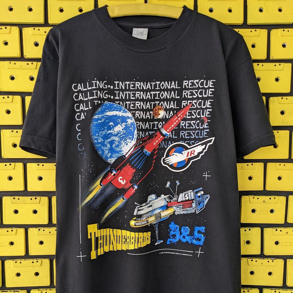 Vintage 1992 Thunderbirds T-Shirt Puppet Sci-Fi TV Series Merch Tee Size L/XL