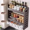 Wall-Mounted 3-Tier Kitchen Spice Rack with 5 Jars
