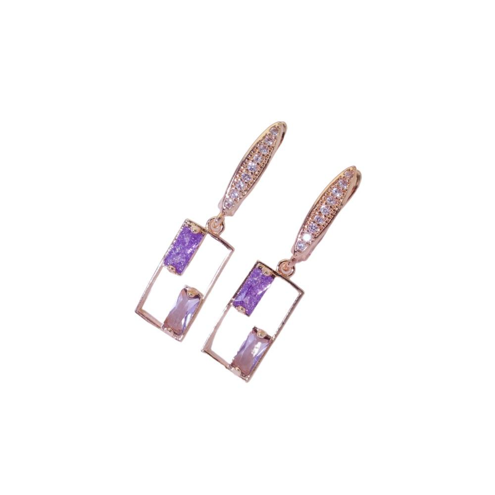 1 Pair Elegant Colorful Hollow Square Dangle Earrings for Women  Zirconia Earring Jewelry Daily Party Accessories