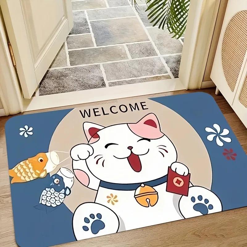 1PC Cute mat fox pattern Door Mats Kitchen Rugs Non-Slip Pop design Bathroom Rugs Bath Mat Carpet for Home Sink Laundry Decor