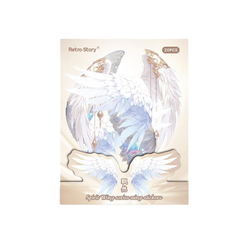 20Pcs Cute Angel Wings Pet Stickers Lovely Retro Decorative Pet Stickers Hand Account Stickers Creative Diy Decoration Stickers