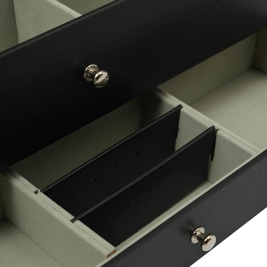 12-Slot Watch Box Case 3 Layers Watch Holder Organizer Display with 2 Velvet Drawer for Rings Bracelets Gifts For Birthday Black