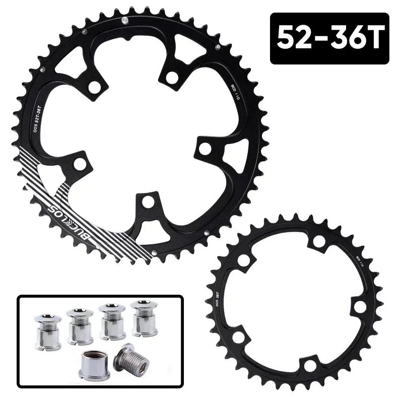 BUCKLOS Bike Chainring 110BCD Road Bicycle Crown Double Road Chainwheel 34T/50T 36/52T 39T/53T for 8/9/10/11 Speed Crankset
