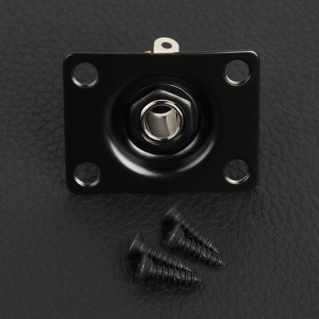 FLEOR 1PCS Guitar Output Jack 6.35mm 1/4 Mono Jack Socket JackPate Square Style for Electric Guitar, Silver/Black Choose