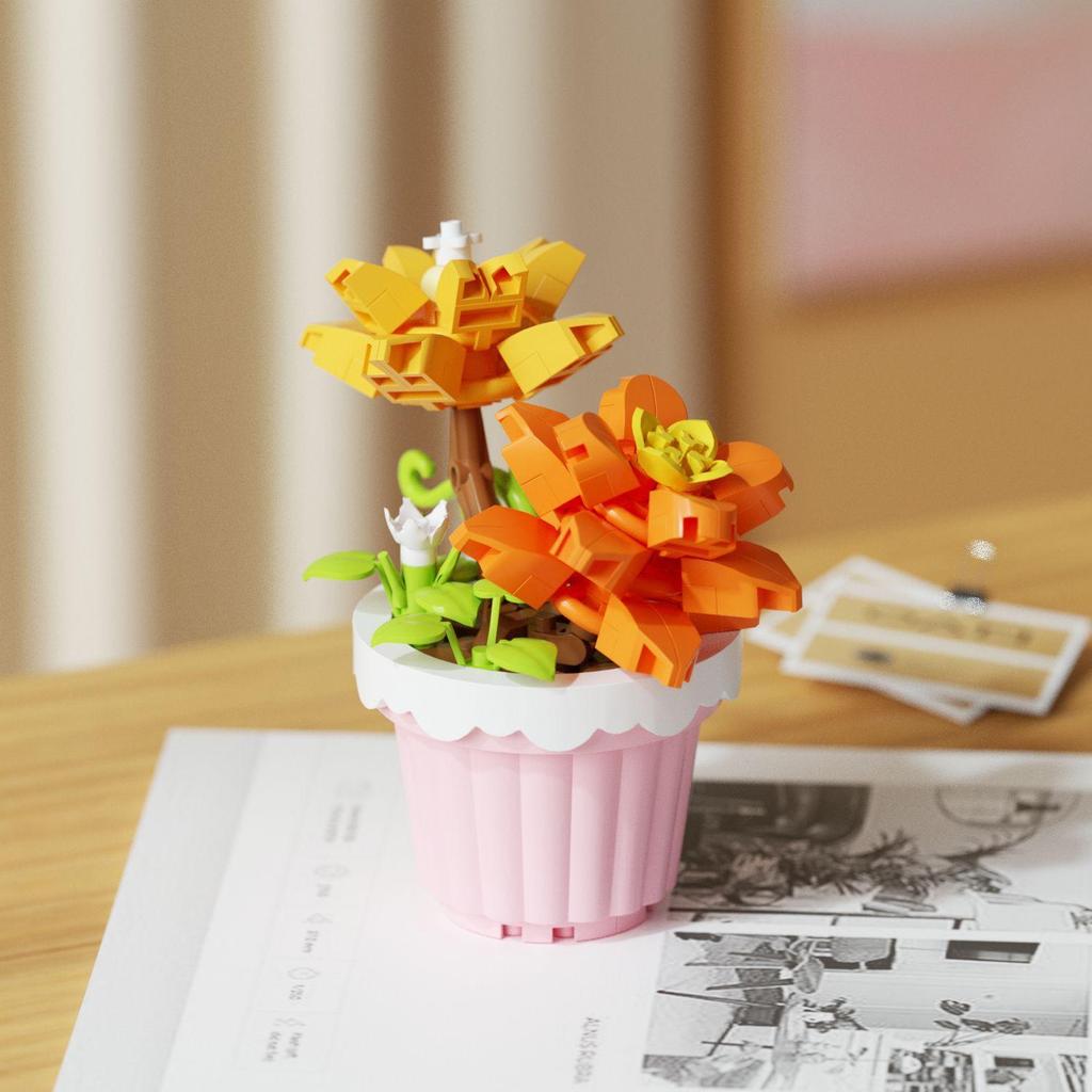 Immortal Flower Succulent Building Blocks - Creative Model for Desktop Decor