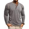 Herren Plus Size Langarm Henley T-Shirt Lässig Rundhals Tägliches Oberteil