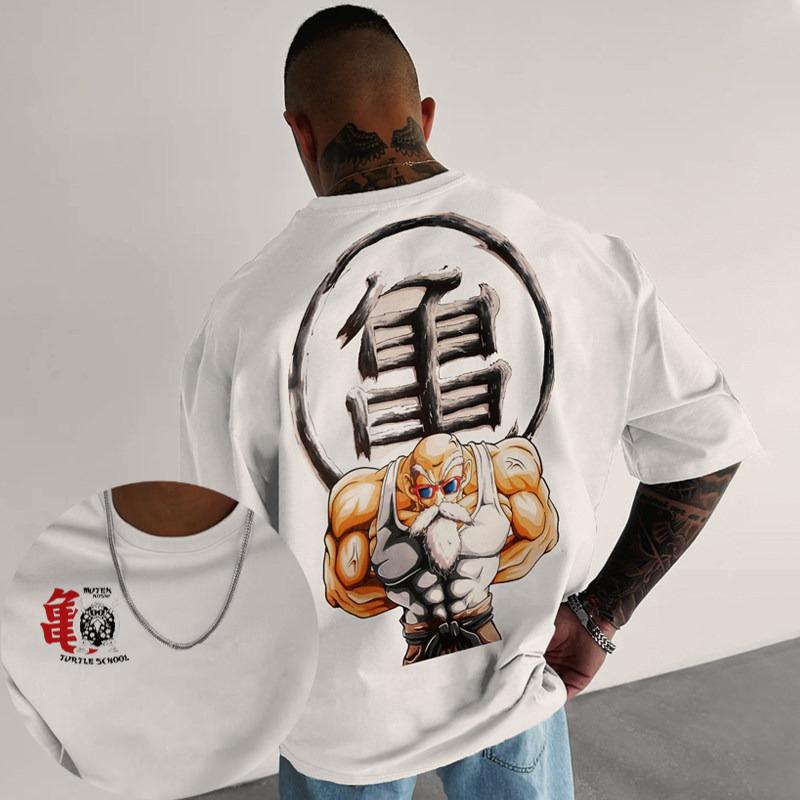 Dragon Ball Anime Turtle Immortal Sports Print Loose Heavy Cotton Short Sleeved Tshirt Mens Top