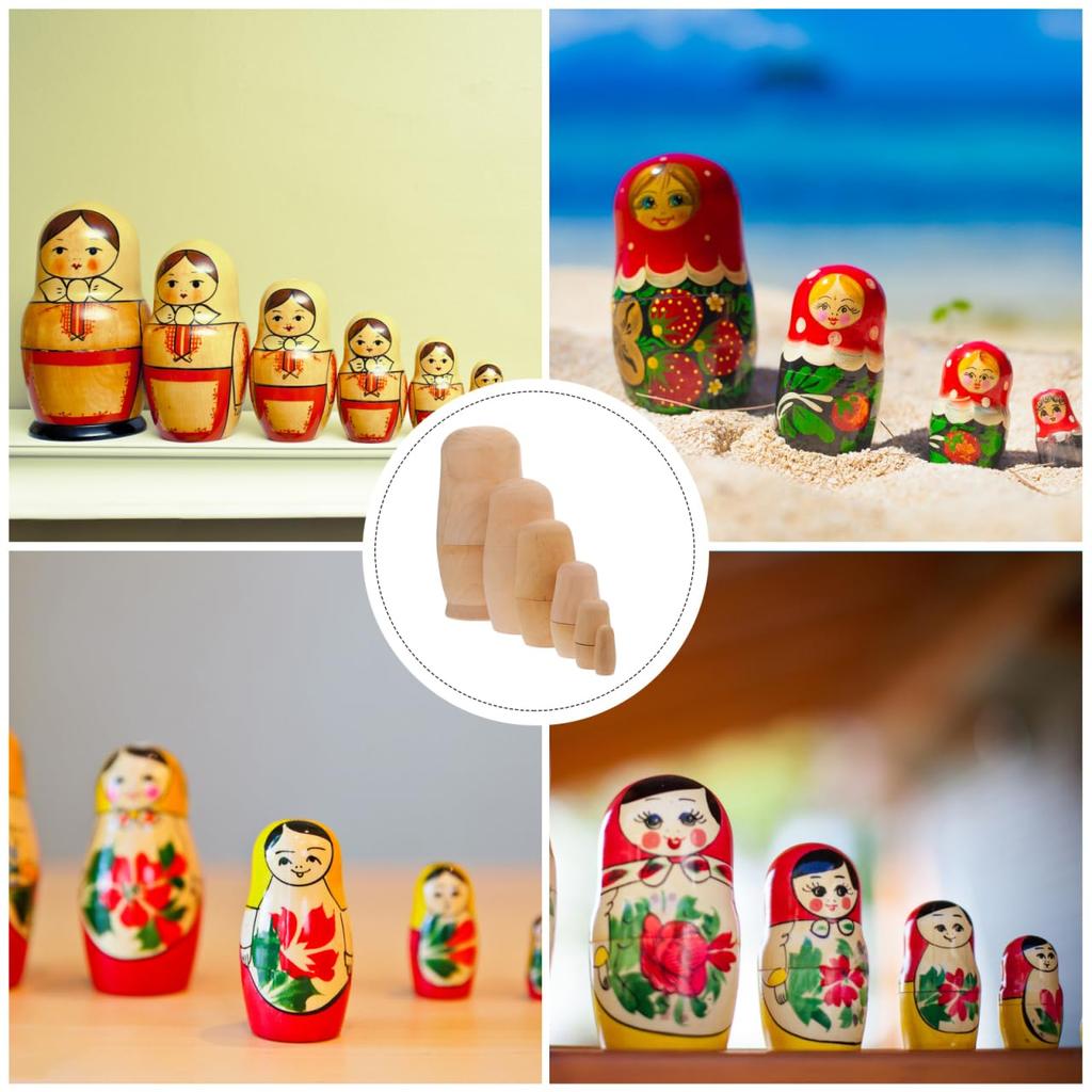 Iplusmile Unpainted White Wood Matryoshka Set of DIY Matrioshka Wooden Unfinished DIY Matrioshka Traditional Wooden Decorative Item Dolls, 6, Toys,