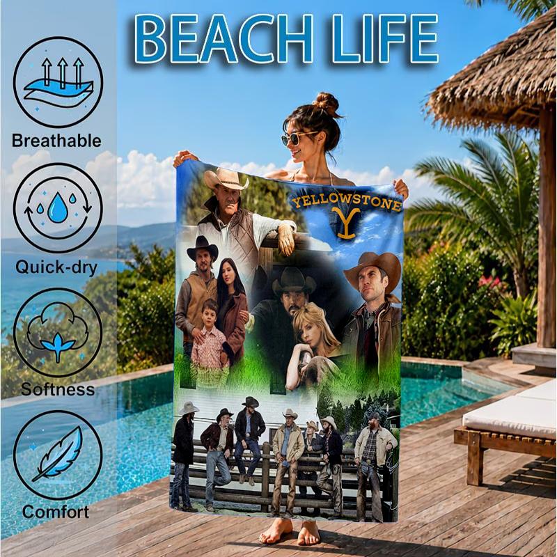 Yellows-tone Dutton Ranch Beach Towel, Microfiber Beach Towel, Perfect For Pool, Beach, Travel, Home Decor Beach Party Fan gifts