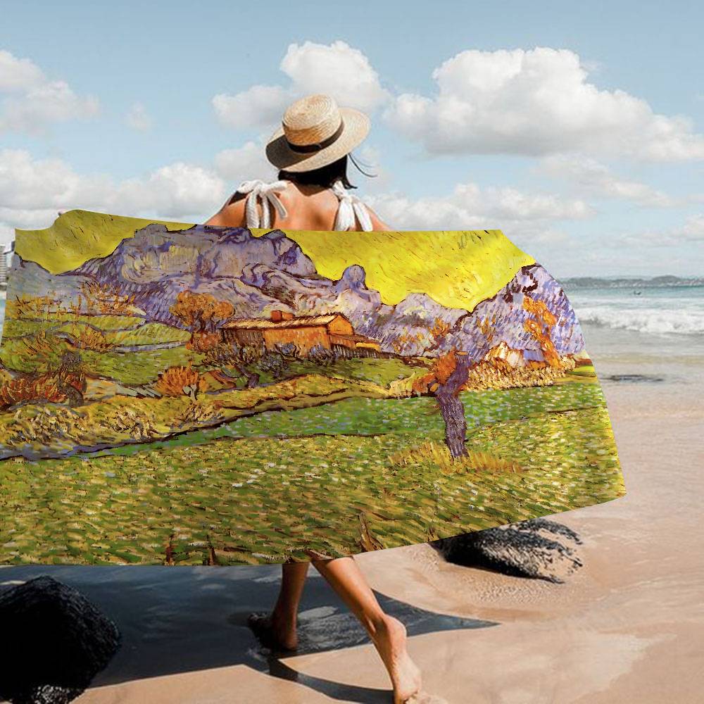 Starry Night Van Gogh Art Anime Beach Swimming Towel Soft Absorbent Washcloth Children's Gifts For Kids Travel Camping Gym