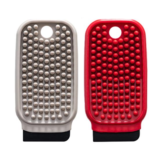 Yousheng Fruit Brush Multi Functional Double-Sided Silicone Kitchen Cleaning Brush with Hanging Loop Scrubber Integrated Scraper