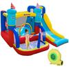 4 In 1 Kids Bouncy Castle Large Sailboat Style Inflatable House Slide Trampoline Water Pool Climbing Wall with Blower Carrybag for Kids Age 3-8