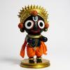 Άγαλμα Bal Jagannath Ji για Οικιακό Ναό | Ποιοτικό Μαύρο Ρητινένιο Άγαλμα με Χρυσό Στέμμα- Πορτοκαλί Ρούχα