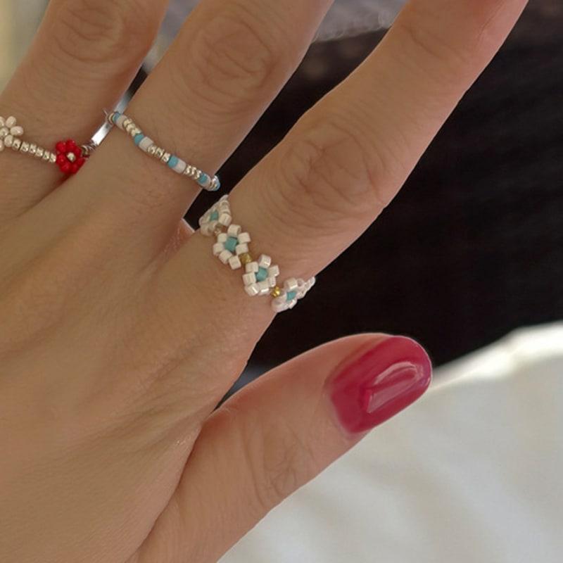 GETMEBLING Mint flower beads ring