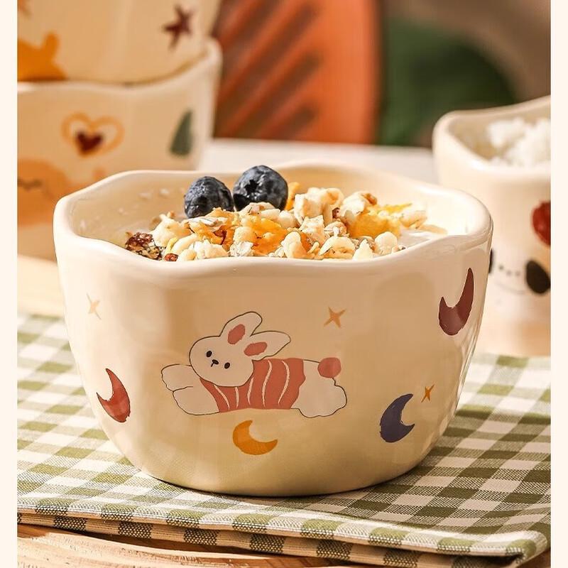 CERAMICS Moon Bunny Underglaze Rice & Soup Bowl