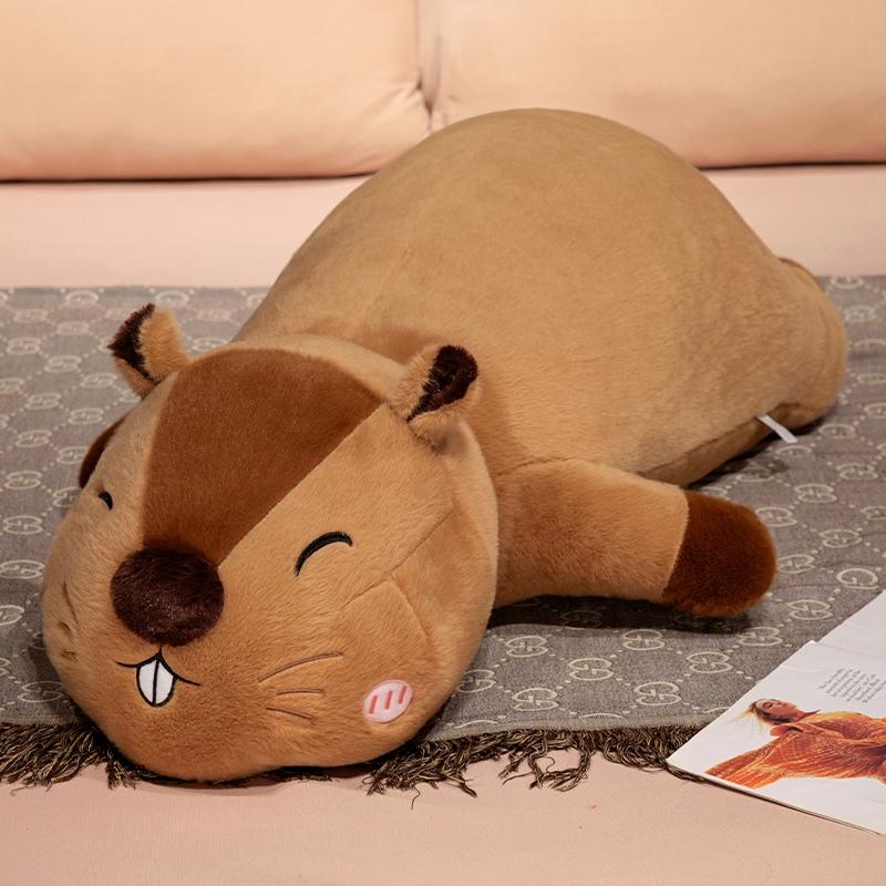105cm Großes Kawaii Murmeltier Plüschkissen Flauschige Murmeltier Plüschtier Puppe Gefülltes Weiches Tier Spielzeug Niedliches Kinder Geburtstagsgeschenk Heimdekoration 60cm