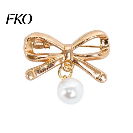 Strong Buckle Brooch Pin, Bow Shape Alloy Lapel Pin with Imitation Pearl, Electroplated Electroplating Anti-Oxidation Badge for Coats Shirts золотистый
