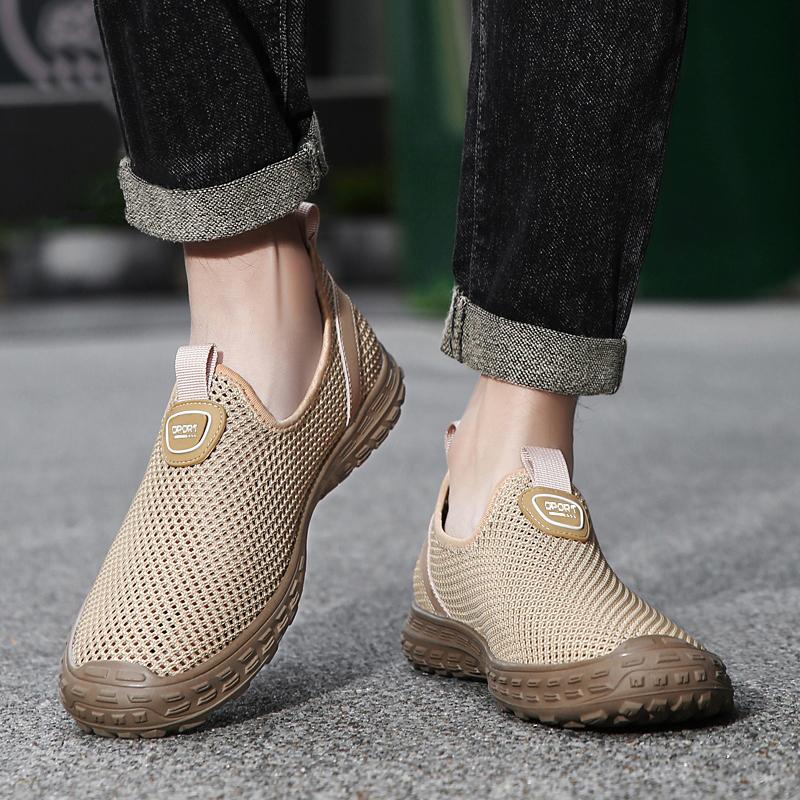Fashion All-match Mens Sneakers Summer Lightweight Walking Footwear New Men's Loafers Mesh Breathable Flats Mens Slip On Casual Shoes