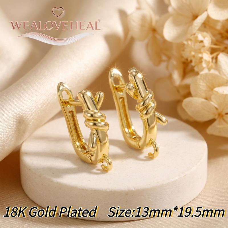 Luxury 18K Gold/Rhodium Plated Leverback Earring Findings Brass Pave CZ Blue Gem Twist Earring Hooks for DIY Jewelry Making 1 pair