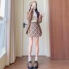 Red Plaid Women's High-Waist A-Line Skirt, Stylish Petite Woolen Skirt for Spring/Autumn 2026.