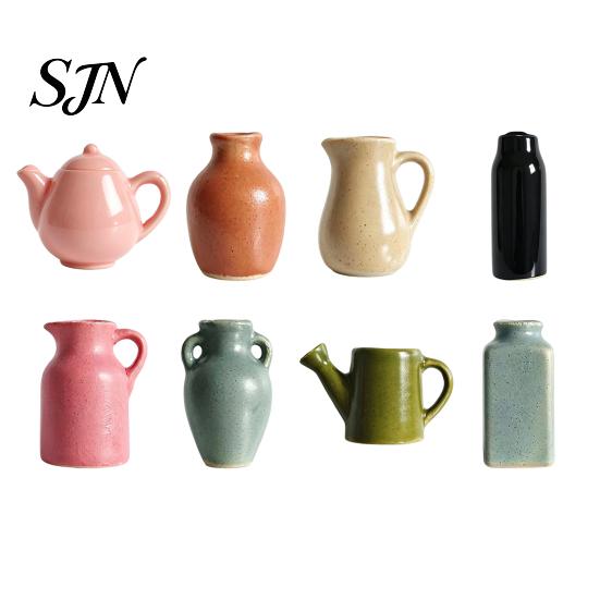 Creative Kitchen Organization Tools Mini Ceramic Vase Fridge Magnets, Cute Tiny Flower Magnets for Refrigerator Accessories Artificial Flowers,