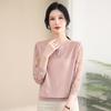 Spring Gauze Sleeve Knit Top for Middle-Aged Women
