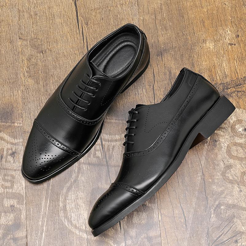 

Fashion Designer New Black Brown Lace Up Patent Leather Oxford Brogues Shoes For Men Wedding Dress Prom Flats Zapatillas Hombre 38 чорний