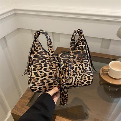 Bolsa de Ombro Casual Versátil de Moda Feminina Outono Temperamento Alto Valor Estampa de Leopardo Bolsa de Axila