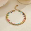 GEMCHIC Women's 18K Gold Plated Stainless Steel Layered Necklace Colorful Beads Starfish Pendant Summer Beach Clavicle Chain