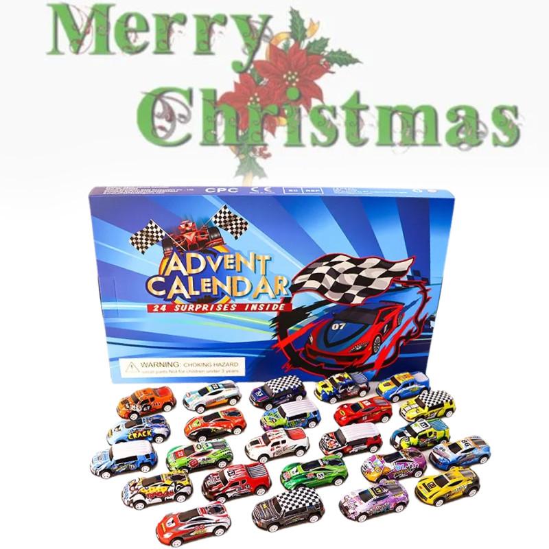 Advent Calendar Countdown Toy Cars Set For Kids Featuring 24 Unique Collectible Designs
