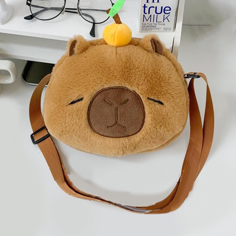 Cute Capibara Capybara Large Capacity Plush Shoulder Bag Casual Travel Crossbody Bags