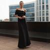 Spring and Summer New European and American Women's Clothing Sleeveless Waist One-word Collar Dress Short-sleeved Hip-wrapped Dress Long Dress