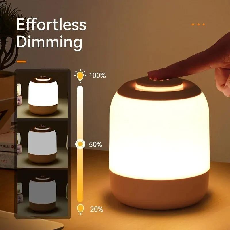 Touch Rechargeable Three-Color Dimming Night Light Bedroom Sleep Lamp Eye Protection Soft Light Bedside Table Lamp For Sleeping