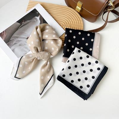Thin Shawl with Polka Dot Silk Scarf, High-end Retro Scarf, Summer Empty Suite Scarf, Neck Protector, Square Scarf, Headscarf.