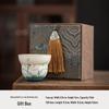 Hand-Painted Jade White Tea Cup Set - Kung Fu Style Porcelain with Gift Box