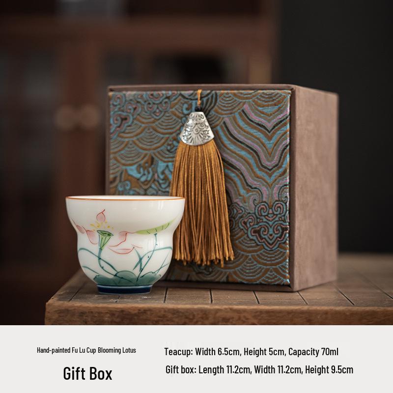 Hand-Painted Jade White Tea Cup Set - Kung Fu Style Porcelain with Gift Box