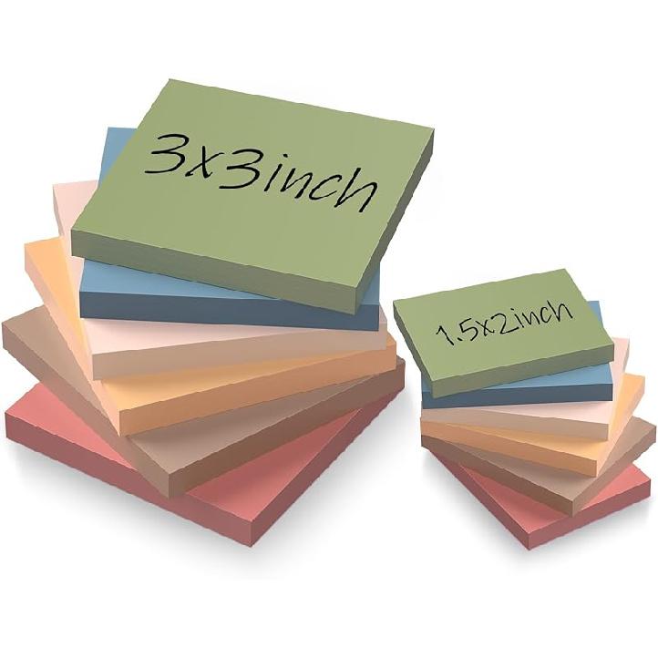 (12 Pack) Sticky Notes 3x3 + 1.5x2 in Small Sticky Note, Self-Sticky Note Pads | Sticks Strong & Removes Clean | Recycled Paper Cute Sticky Notes to A-vintage