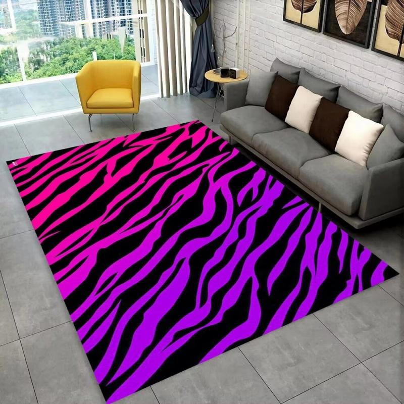 3D-Teppich mit buntem Zebra-Muster, Teppich für Wohnzimmer, Schlafzimmer, Sofa, Büro, Fußmatte, Dekoration, rutschfeste Bodenmatte für Kinder