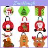 Bolsa Tote de Feltro Natalina Fofa em Formato de Homem-Gengibre, Árvore de Natal e Papai Noel Para Presentes de Feriado
