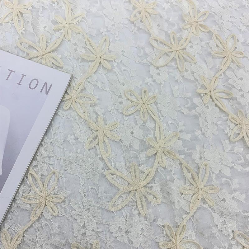 Luxury Polyester Jacquard Lace Fabric for Wedding and Evening Gowns