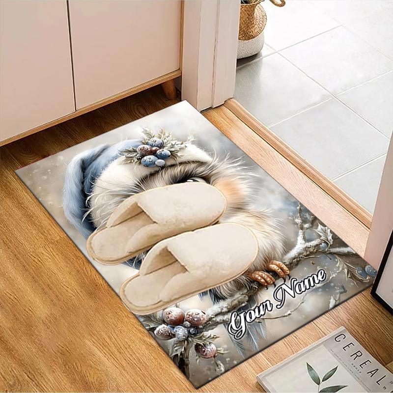 1PC Custom Name Winter Fantasy Owl Theme Floor Mat Ideal for Living Room, Game Rooms, Office, Bedroom, Office Floor Mat , Floor Mats for Home