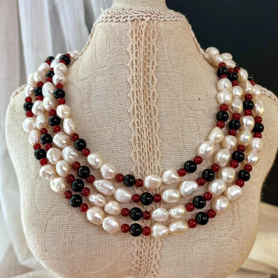 

Vintage Natural Baroque Pearl Collarbone Chain Necklace Women S Handmade Beaded Collarbone Chain Atmosphere